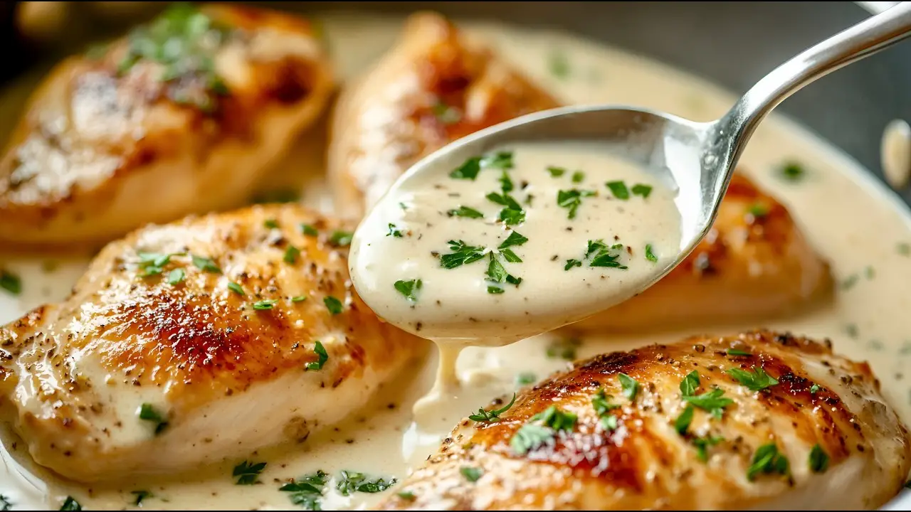 Crispy Chicken in Creamy Garlic Sauce, Only 5 Minutes!